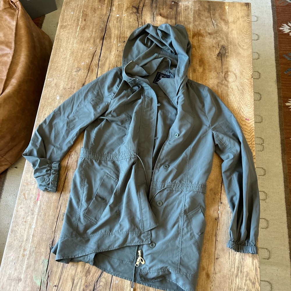 CottonOn Olive Green Jacket trench windbreaker anorak long coat lightweight xs - Picture 11 of 13